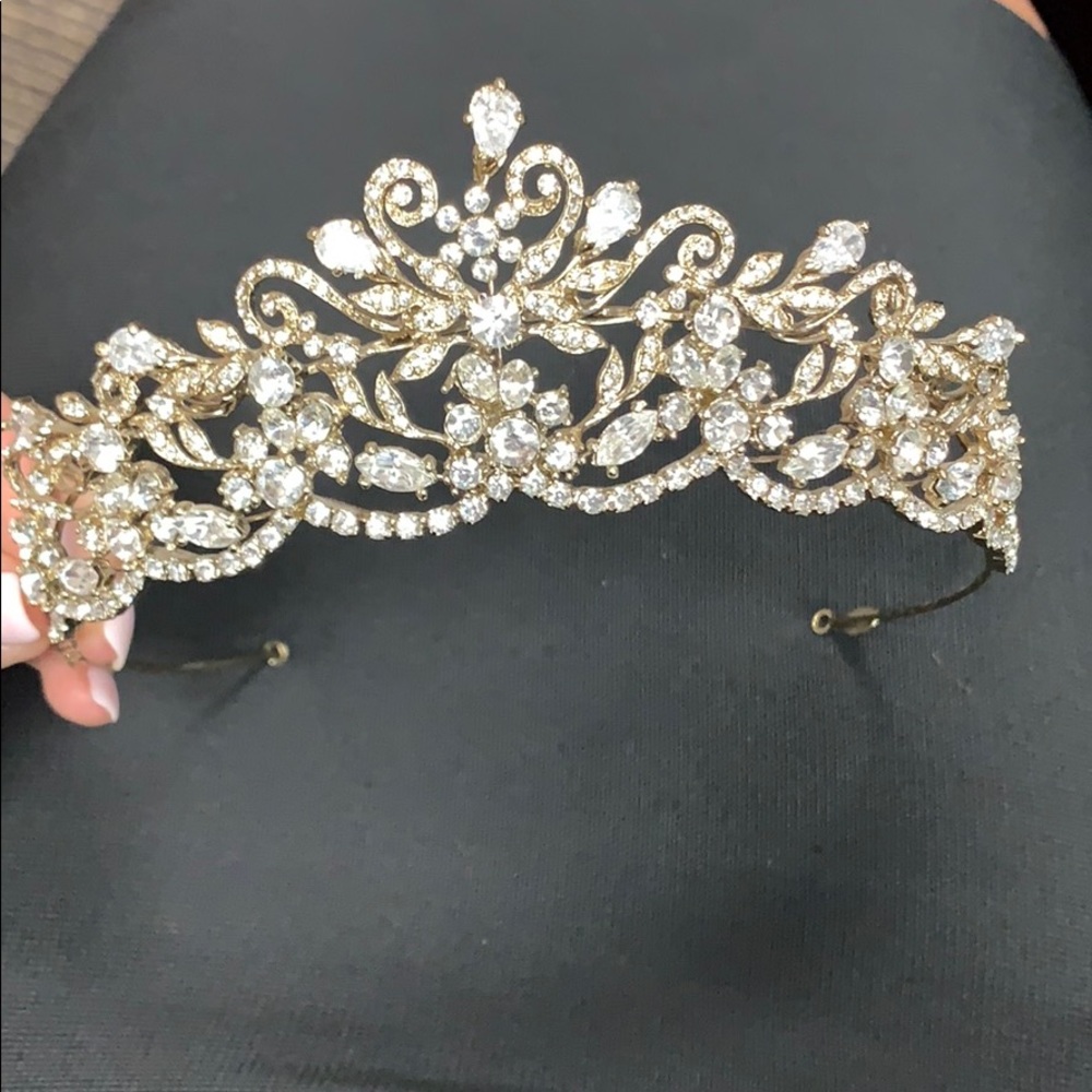 CZ & GOLD Crystal Tiara
